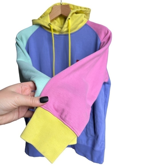 Teddy Fresh LA Streetwear Men’s Pastel Colorblock Hoodie Embroidered Logo Medium - Picture 5 of 10